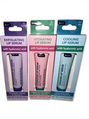 b.pure Lip Serums 3-Pack - Exfoliating Hydrating Cooling